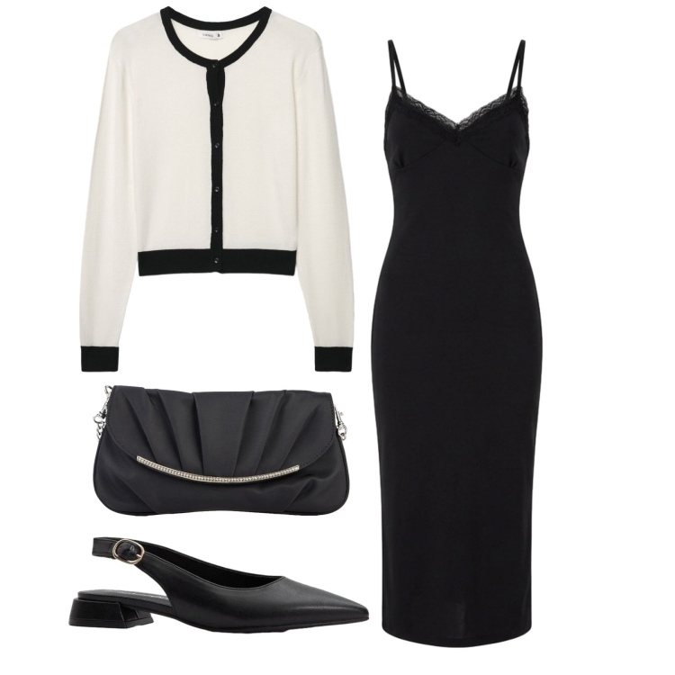Outfit donna - Total look #2385385. Stile Glamour per Serata fuori. Abbinamento con ballerine, clutch, cardigans, vestiti midi/longuette.