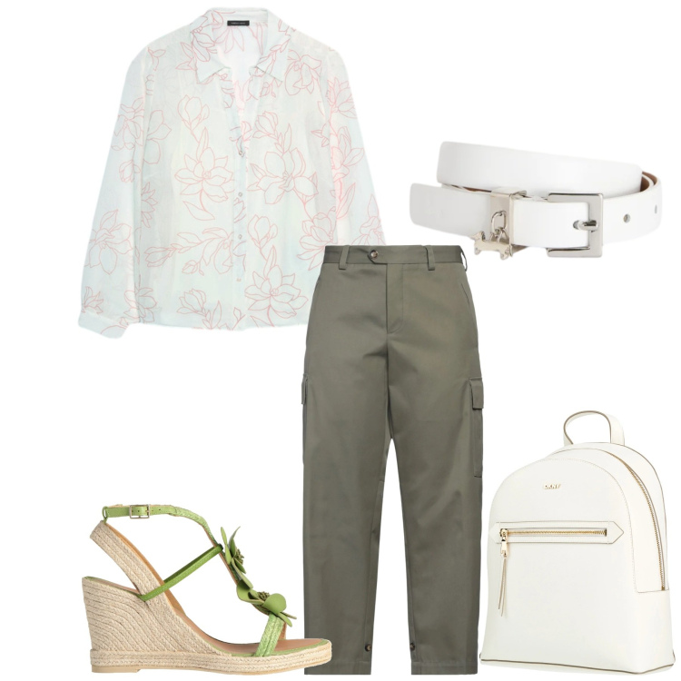 Outfit donna - Total look #2385388. Stile Minimal per Tutti i giorni. Abbinamento con espadrillas, zaini, pantaloni cargo, camicie, cinture.