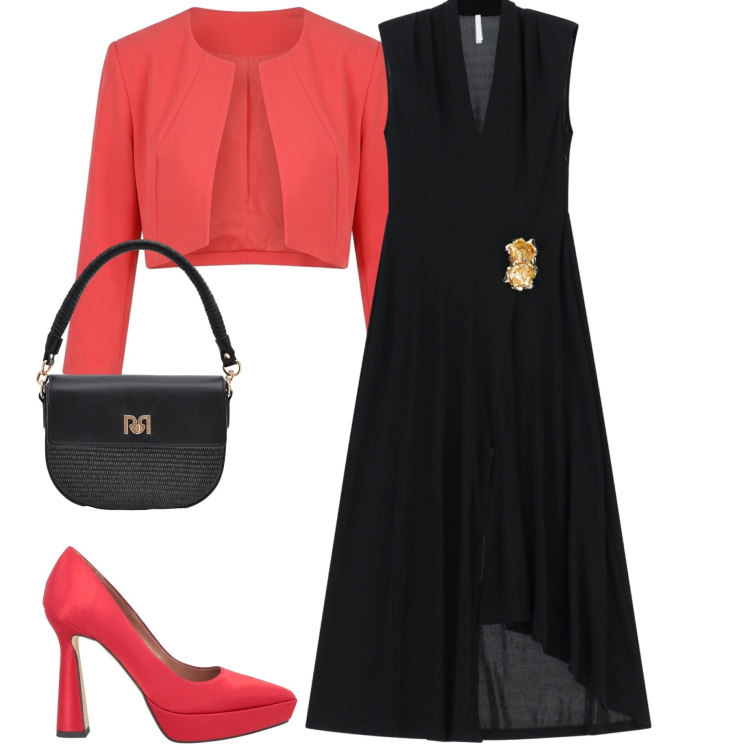 Outfit donna - Un abito per aprile. Stile Chic per Cerimonia. Abbinamento con décolleté, vestiti midi/longuette, borse a spalla, bolero.
