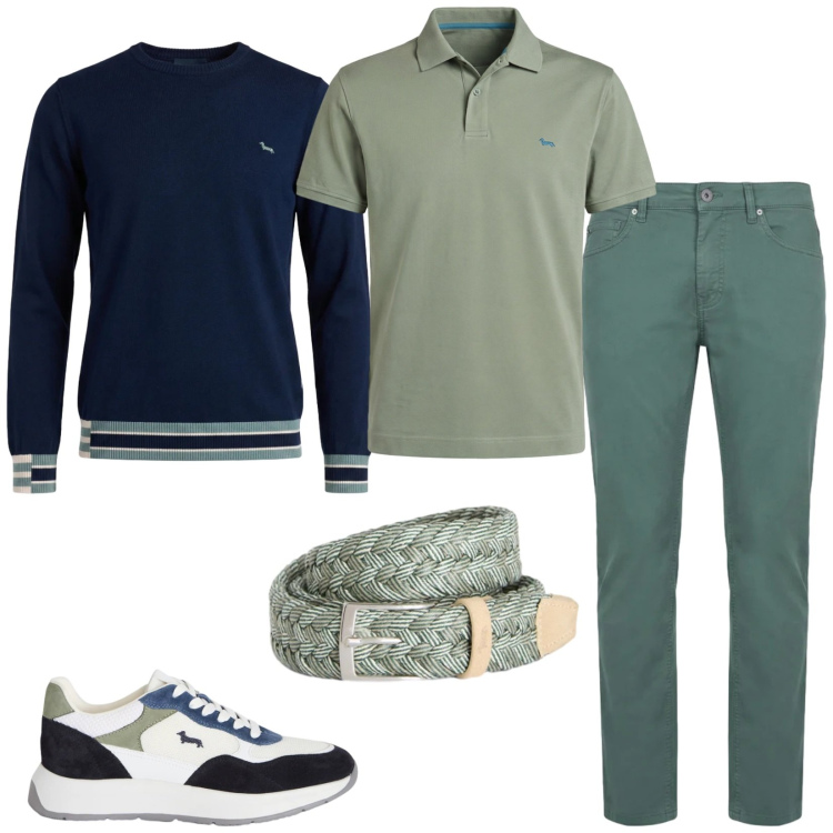 Outfit uomo - Classe ed eleganza. Stile Casual per Tutti i giorni. Abbinamento con sneakers, pantaloni, pullovers, polo, cinture.