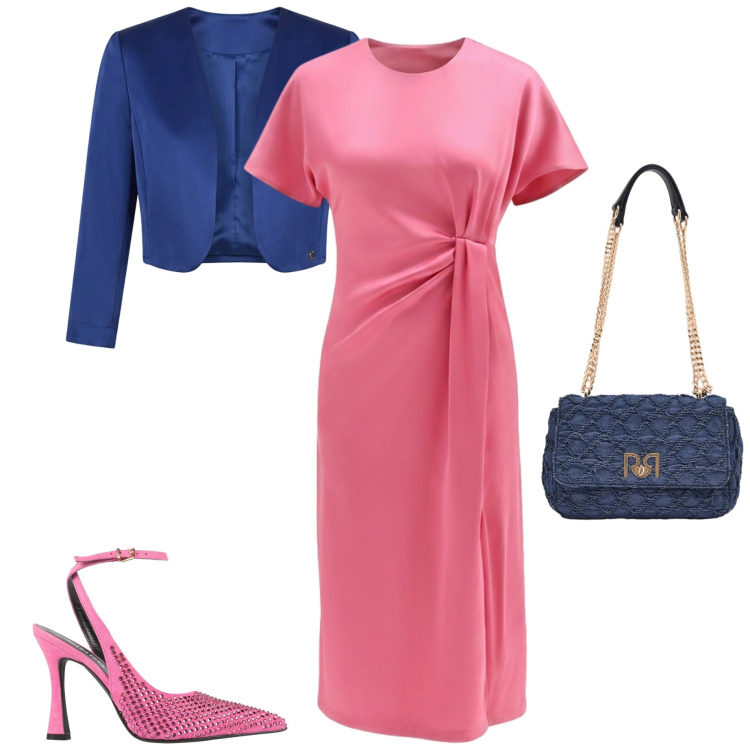 Outfit donna - Un abito per aprile. Stile Chic per Cerimonia. Abbinamento con décolleté, vestiti midi/longuette, borse a spalla, bolero.