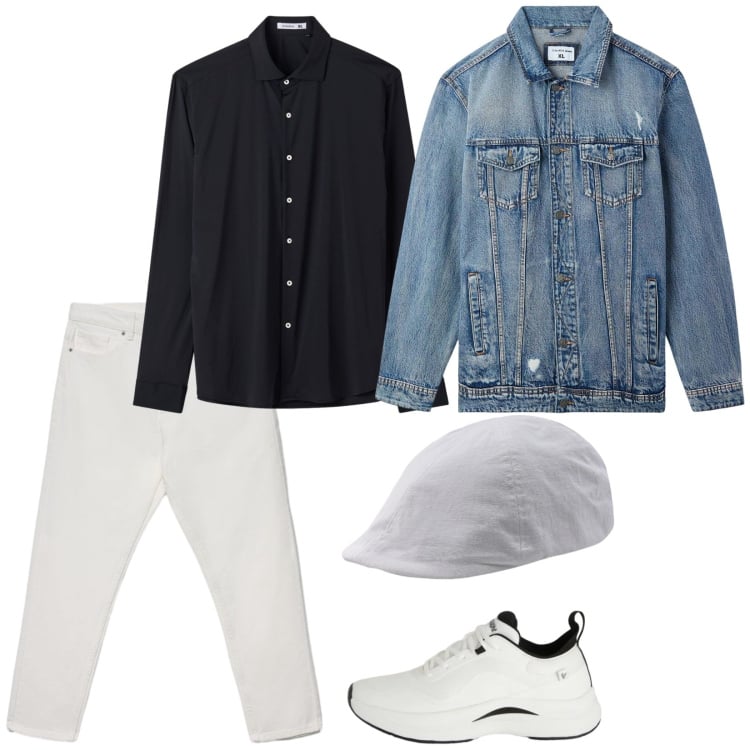 Outfit uomo - Very cool. Stile Trendy per Tutti i giorni. Abbinamento con jeans, camicie, giacche, sneakers, cappelli con visiera.