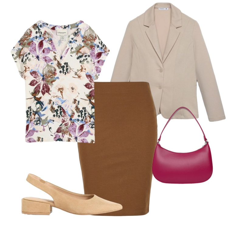 Outfit donna - Eleganza leggera - Focus Donna Curvy Ita. Stile Bon Ton per Ufficio. Abbinamento con décolleté, tuniche, gonne longuette, blazer, borse a tracolla.