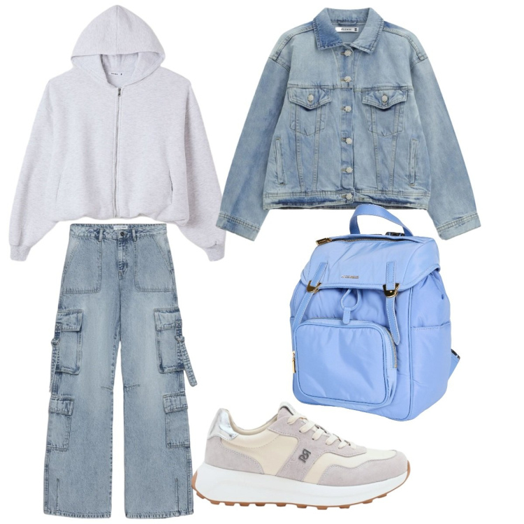 Outfit donna - Molto da città. Stile Urban per Tutti i giorni. Abbinamento con zaini, jeans, felpe con cappuccio, blazer, sneakers.