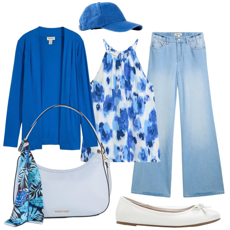 Outfit donna - Domenica al lago…. Stile Casual chic per Tutti i giorni. Abbinamento con canottiere, ballerine, jeans, cappelli con visiera, cardigans, borse a mano.