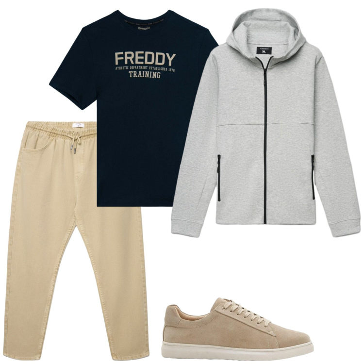 Outfit uomo - Total look #2385484. Stile Casual per Tutti i giorni. Abbinamento con sneakers, felpe con cappuccio, pantaloni, t-shirt.