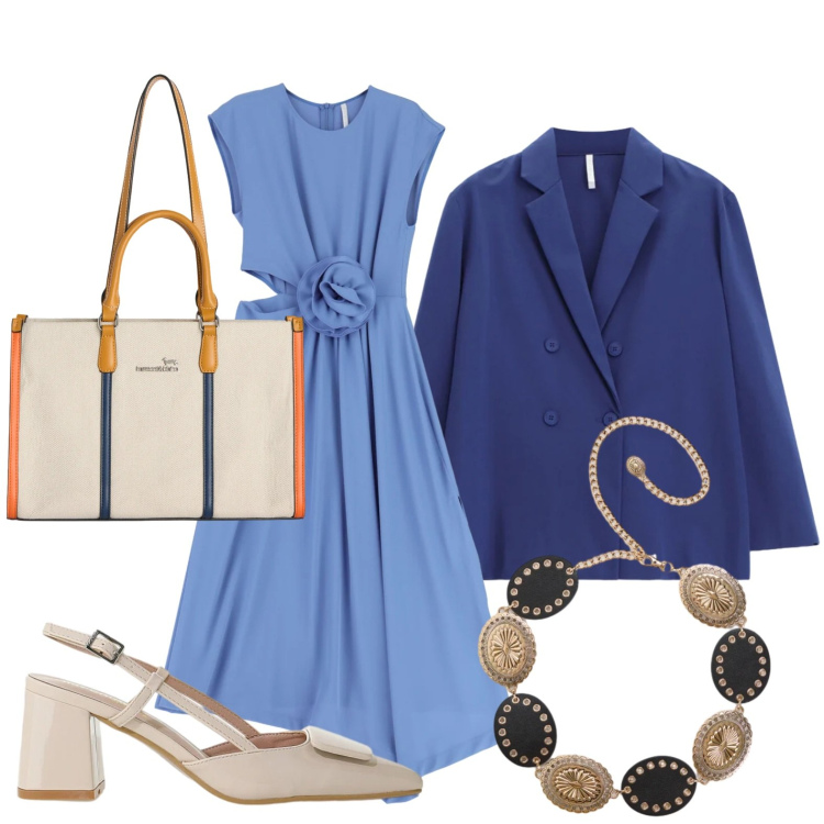 Outfit donna - Vestito cut out. Stile Casual per Tutti i giorni. Abbinamento con cinture, vestiti midi/longuette, décolleté, blazer, borse tote.