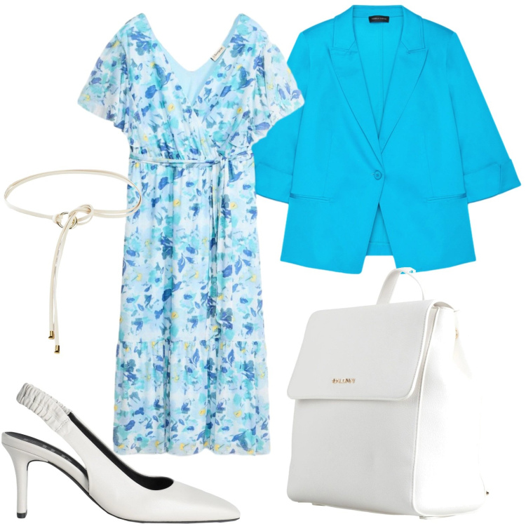 Outfit donna - Vestito leggero. Stile Minimal per Tutti i giorni. Abbinamento con zaini, décolleté, vestiti midi/longuette, cinture, blazer.