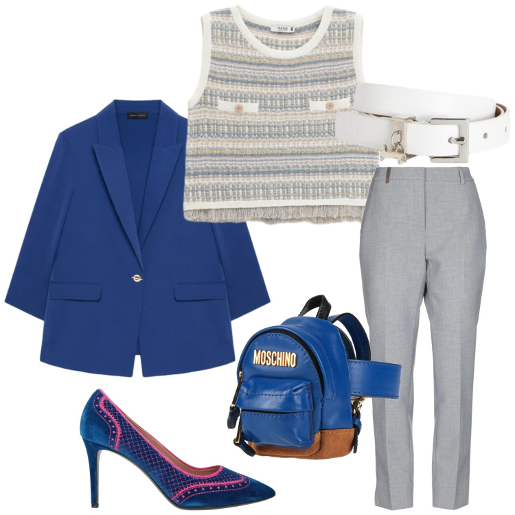 Outfit donna - Total look #2385548. Stile Glamour per Serata fuori. Abbinamento con pantaloni, marsupi, décolleté, blazer, top, cinture.