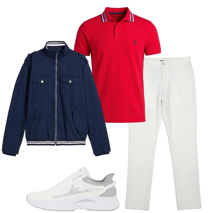 Outfit uomo - Total look #2385581. Stile Trendy per Tutti i giorni. Abbinamento con giacche, polo, sneakers, pantaloni.