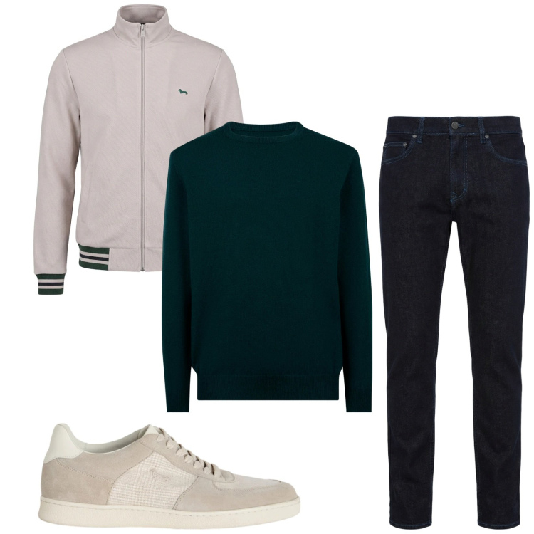 Outfit uomo - Total look #2385585. Stile Casual per Tutti i giorni. Abbinamento con jeans, felpe, sneakers, maglieria.