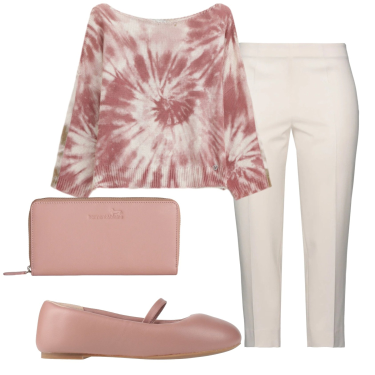 Outfit donna - Total look #2385595. Stile Bon Ton per Tutti i giorni. Abbinamento con ballerine, pantaloni, top, portafogli.