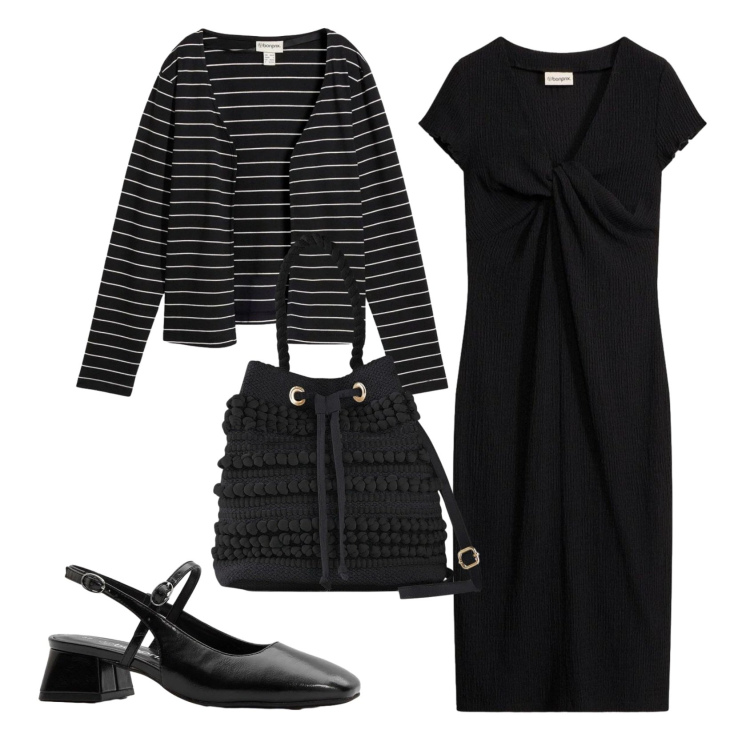 Outfit donna - Total look #2385620. Stile Bon Ton per Ufficio. Abbinamento con vestiti, cardigans, borse a secchiello, décolleté.