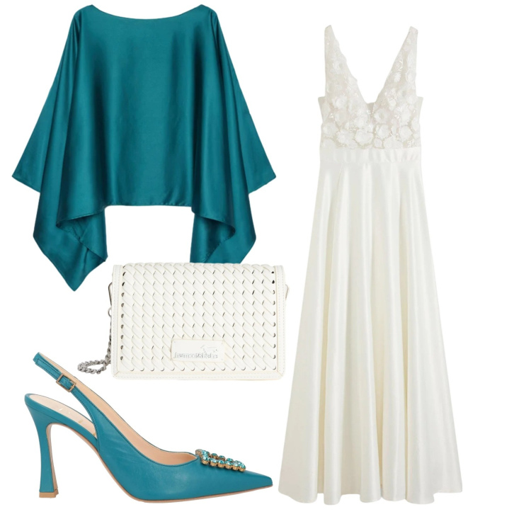 Outfit donna - Total look #2385673. Stile Chic per Cerimonia. Abbinamento con décolleté, vestiti, cappe, borse a tracolla.