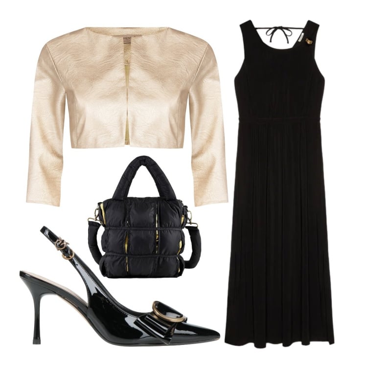 Outfit donna - Cerimonia con budget di fascia media. Stile Chic per Cerimonia. Abbinamento con décolleté, vestiti lunghi, bolero, borse a mano.