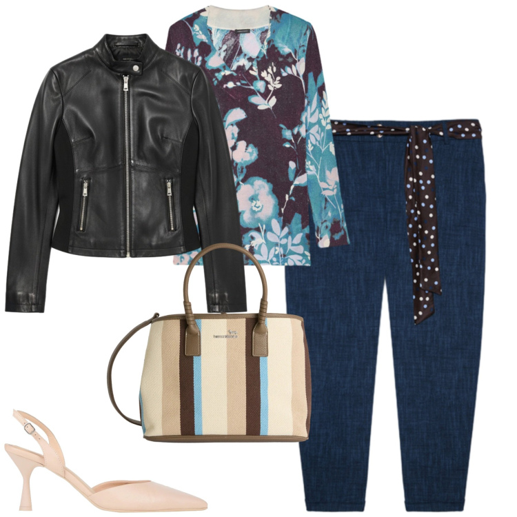 Outfit donna - Fiorella Rubino. Stile Casual chic per Tutti i giorni. Abbinamento con décolleté, jeans, giacche, maglieria, shopping bag.