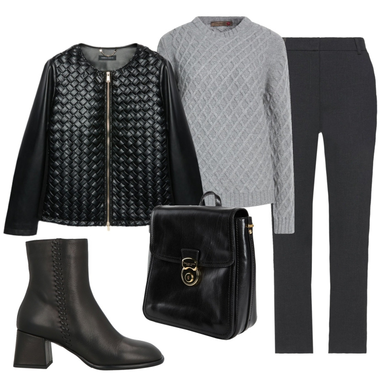 Outfit donna - Total look #2385731. Stile Basic per Ufficio. Abbinamento con pantaloni, zaini, pullovers, stivaletti, blazer.