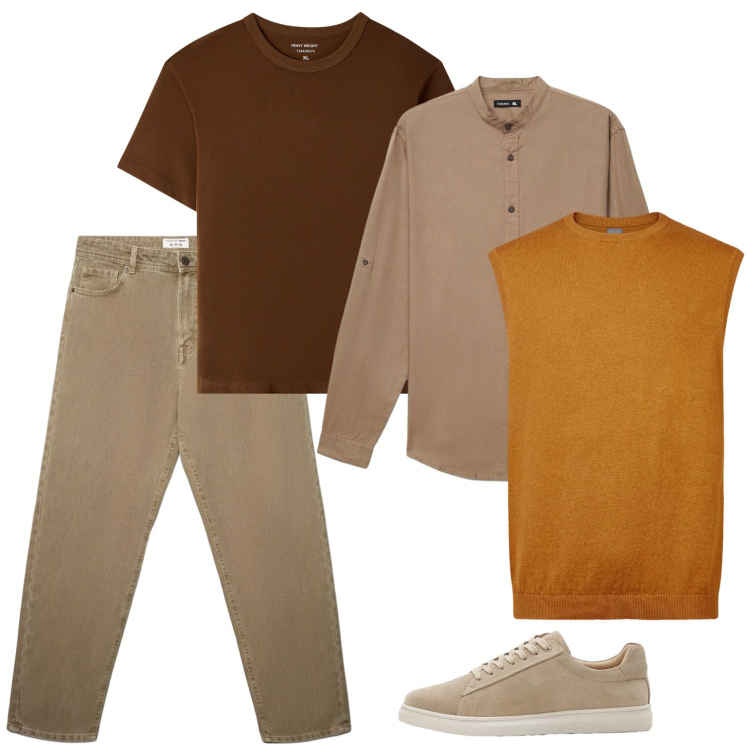 Outfit uomo - Strati. Stile Trendy per Tutti i giorni. Abbinamento con sneakers, t-shirt, jeans, camicie, gilet.