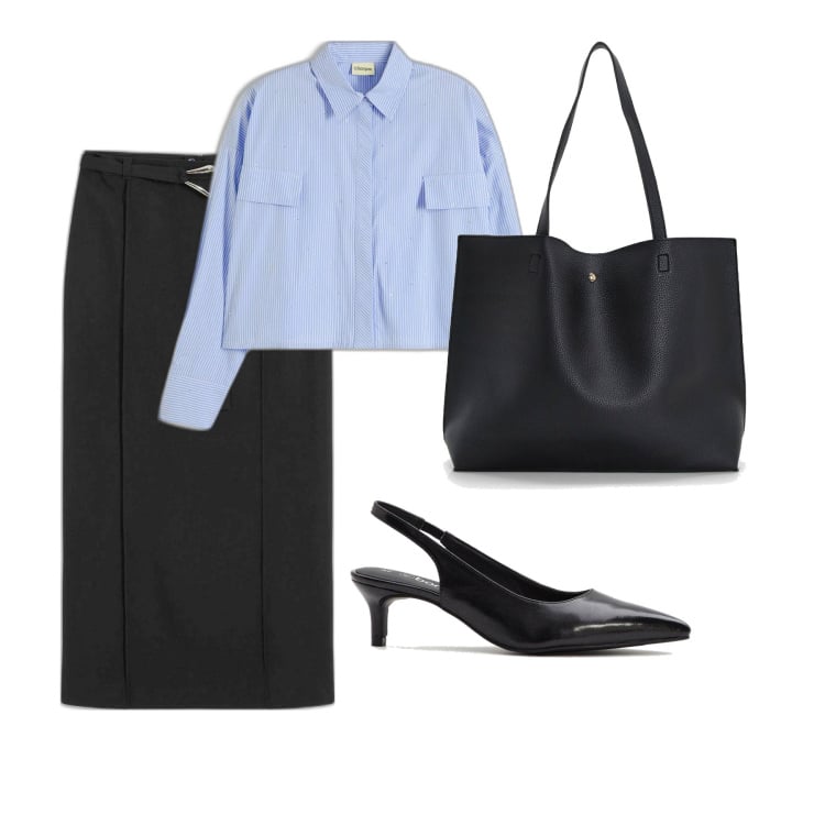 Outfit femme - Ultra feminine. Style Glamour pour Bureau. Assortir avec jupes au genou, tuniques, chaussures à talon, sacs tote.