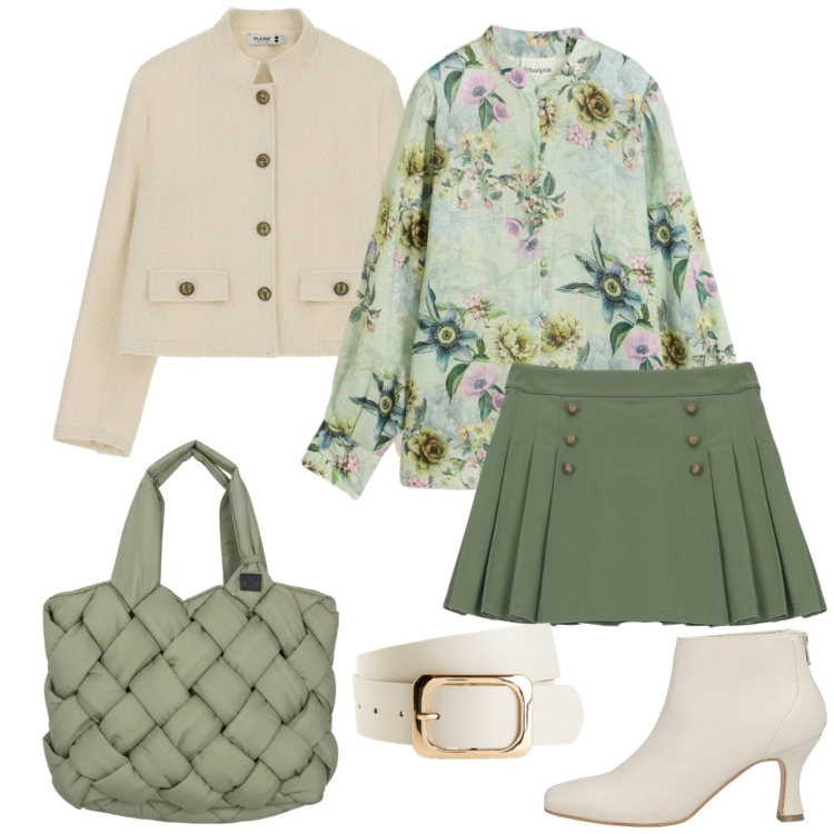 Outfit donna - Verde salvia. Stile Preppy per Tutti i giorni. Abbinamento con stivaletti, bluse, cinture, minigonne, cappotti, borse tote.