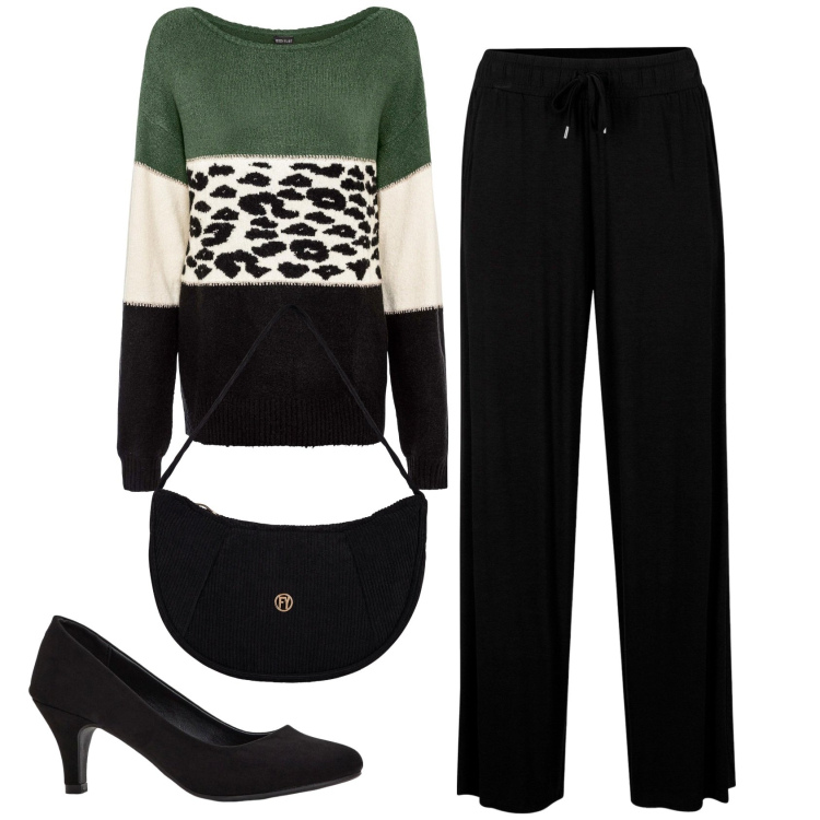 Outfit donna - Total look #2385781. Stile Basic per Ufficio. Abbinamento con maglieria, décolleté, pantaloni, borse a mano.
