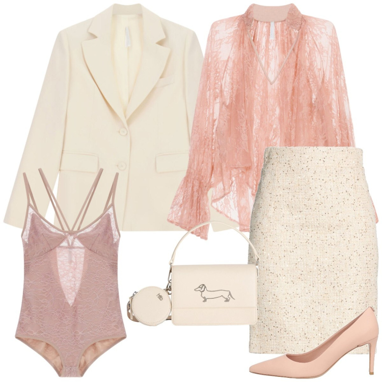 Outfit donna - Cerimonia. Stile Chic per Cerimonia. Abbinamento con minigonne, décolleté, bluse, body, blazer, borse a tracolla.