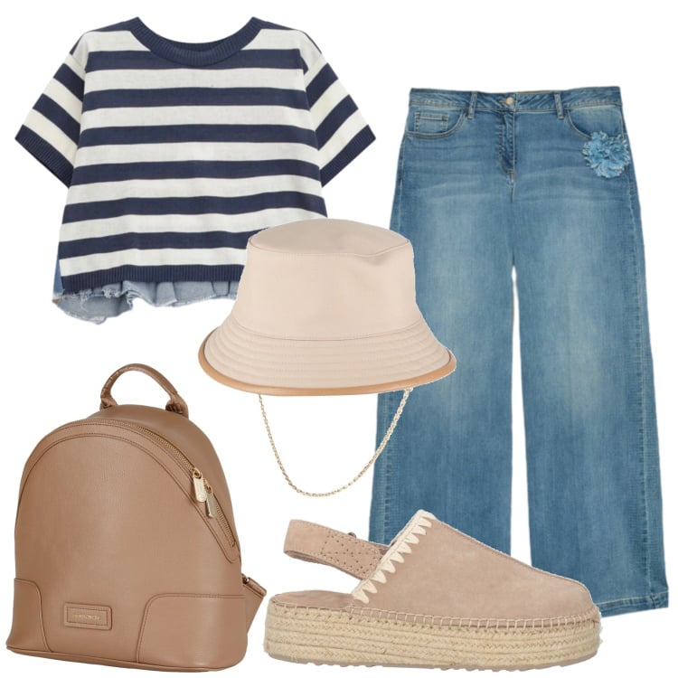 Outfit donna - Total look #2385795. Stile Casual per Tutti i giorni. Abbinamento con espadrillas, zaini, cappelli, t-shirt, jeans.