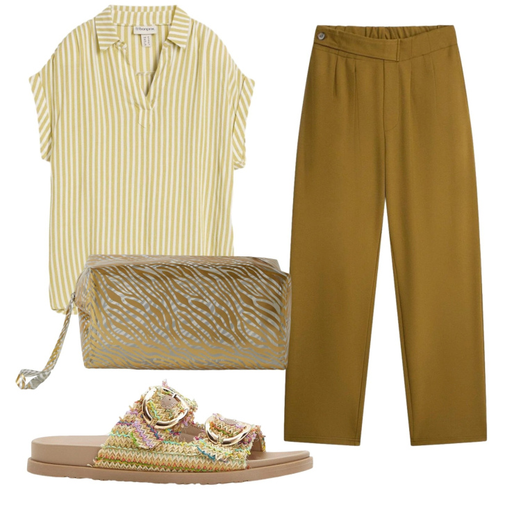 Outfit donna - Total look #2385814. Stile Basic per Tutti i giorni. Abbinamento con pantaloni, ciabatte, bluse, valigie.