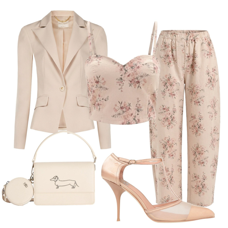 Outfit donna - Total look #2385818. Stile Romantica per Cerimonia. Abbinamento con décolleté, pantaloni, canottiere, blazer, borse a tracolla.