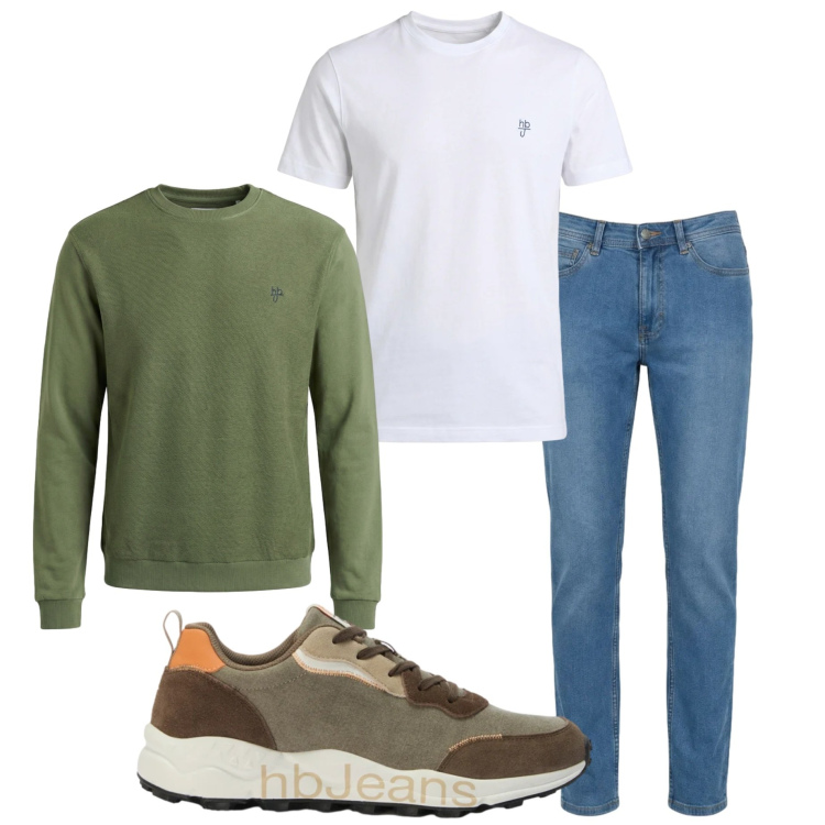 Outfit uomo - Casual look. Stile Casual per Tutti i giorni. Abbinamento con jeans, felpe, t-shirt, sneakers.