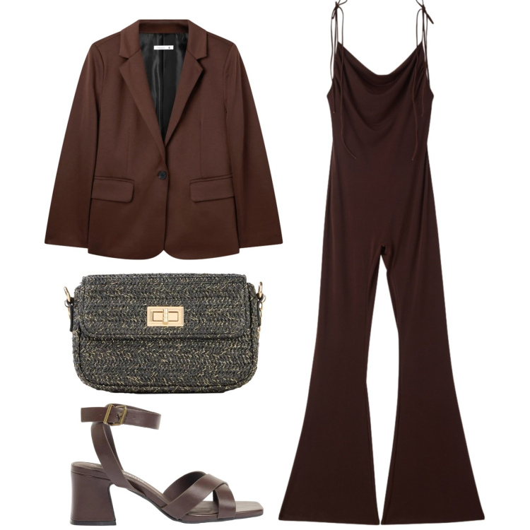 Outfit donna - Total look #2385918. Stile Chic per Serata fuori. Abbinamento con borse a tracolla, sandali col tacco, blazer, tute.