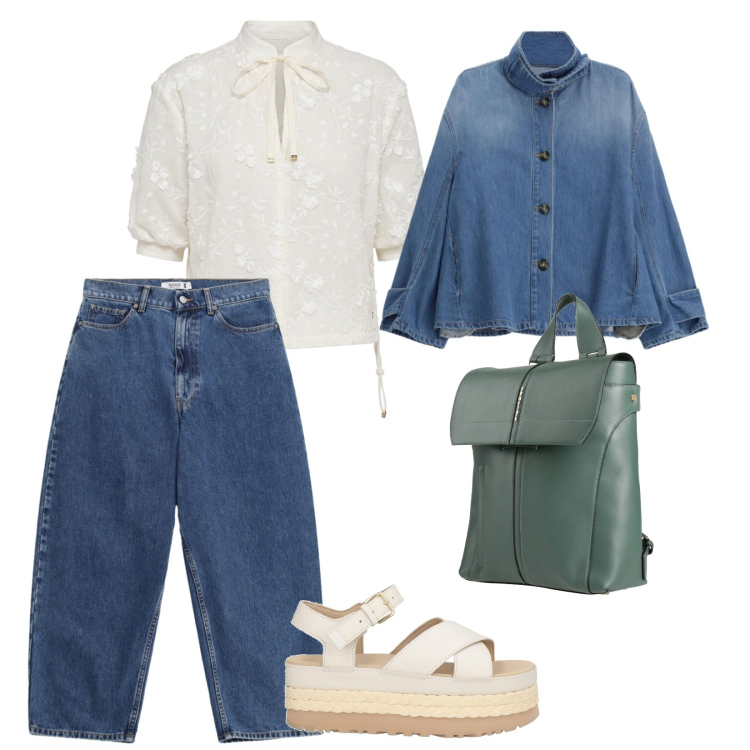 Outfit donna - I primi sandali. per Tutti i giorni. Abbinamento con sandali in pelle, zaini, blazer, jeans, bluse.