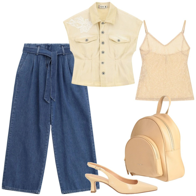 Outfit donna - Total look #2385950. Stile Casual chic per Tutti i giorni. Abbinamento con zaini, décolleté, jeans, blazer, top.