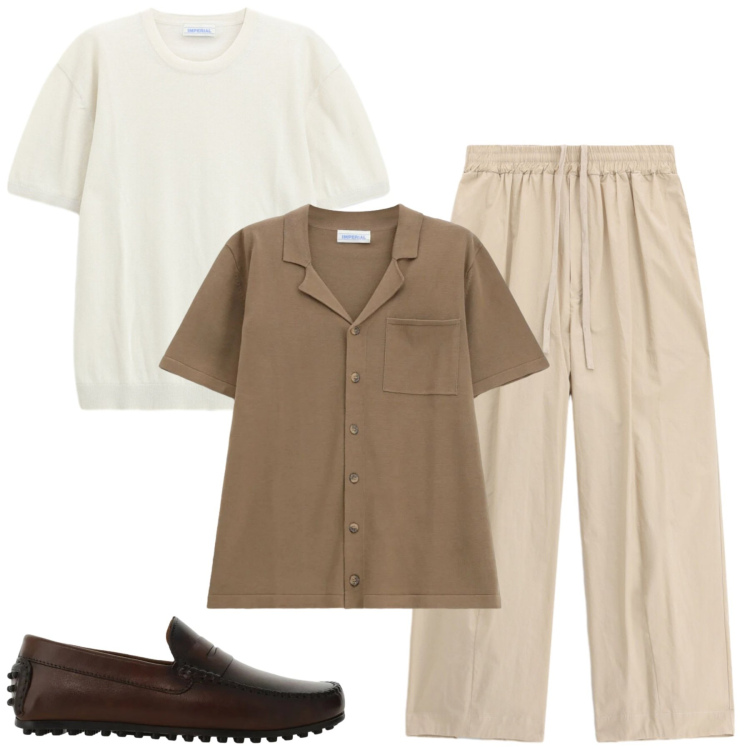 Outfit uomo - Total look #2385951. Stile Urban per Tutti i giorni. Abbinamento con scarpe stringate, camicie a manica corta, pantaloni, t-shirt.