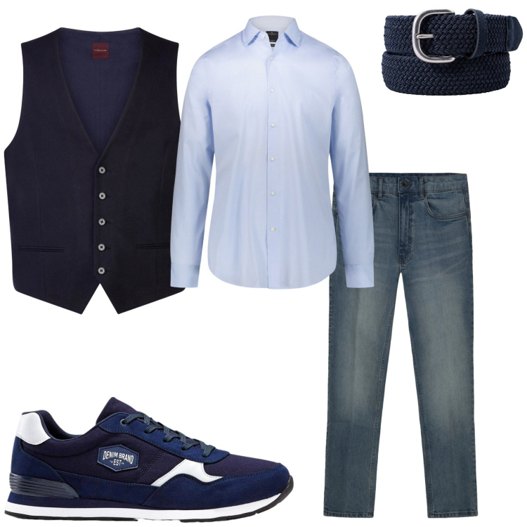 Outfit uomo - Il gilet per tutte i giorni. Stile Casual per Tutti i giorni. Abbinamento con sneakers, gilet, jeans, camicie, cinture.