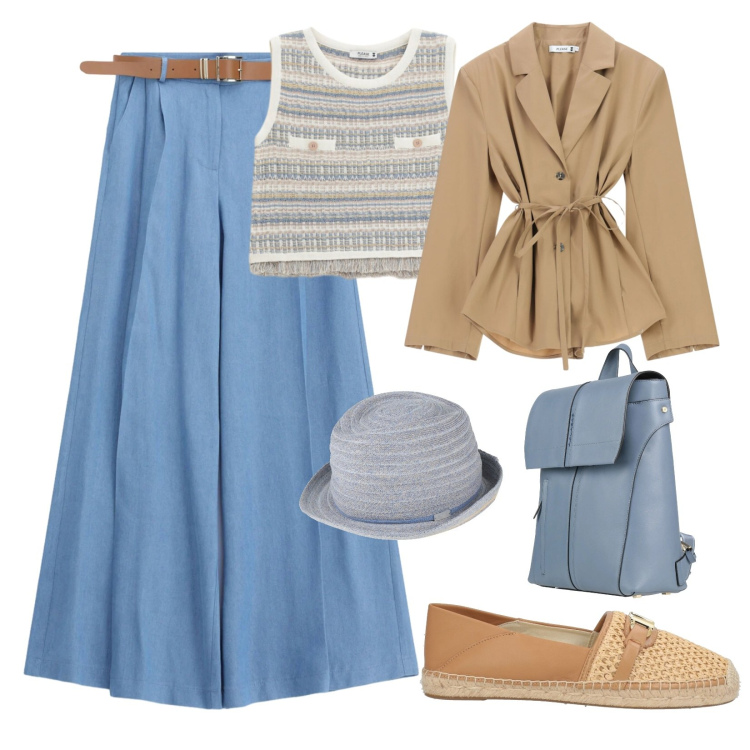 Outfit donna - Capi comodi ma curati. Stile Casual per Mare. Abbinamento con espadrillas, cappelli, zaini, blazer, top, jeans.
