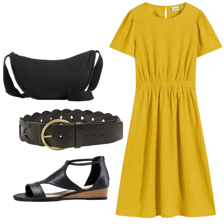 Outfit donna - Total look #2385983. Stile Basic per Ufficio. Abbinamento con sandali, vestiti, borse a tracolla, cinture.
