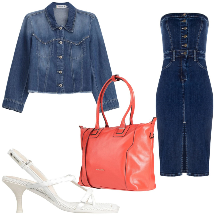 Outfit donna - L\'abito in jeans. Stile Casual per Tutti i giorni. Abbinamento con zaini, infradito, blazer, vestiti a tubino.