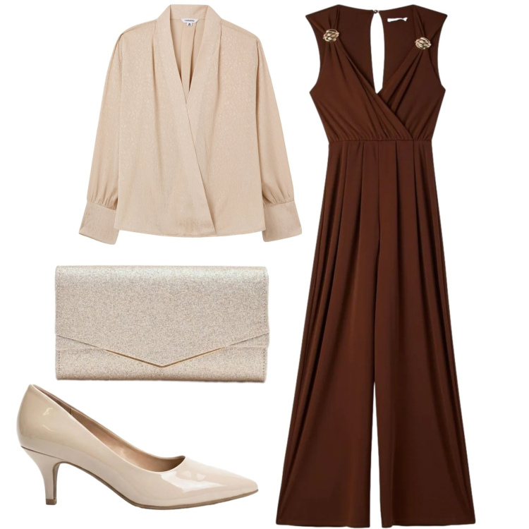 Outfit donna - Total look #2385995. Stile Chic per Cerimonia. Abbinamento con décolleté, bluse, tute, clutch.