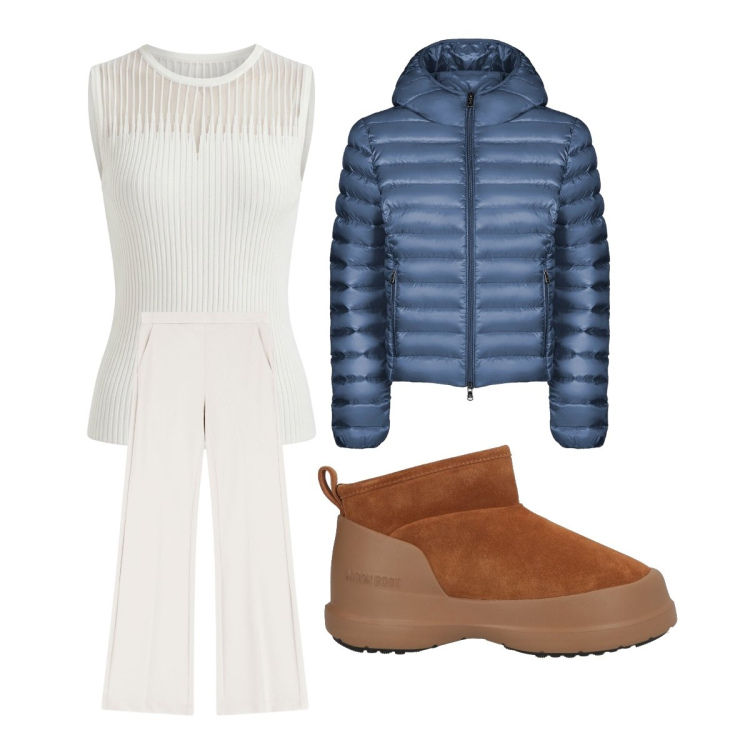 Outfit donna - Spring deals. Stile Minimal per Tutti i giorni. Abbinamento con stivali, pantaloni, canottiere, bomber.