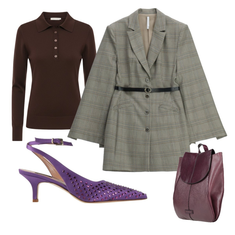 Outfit donna - Urban pranzo di lavoro. Stile Urban per Ufficio. Abbinamento con décolleté, zaini, vestiti corti, polo.