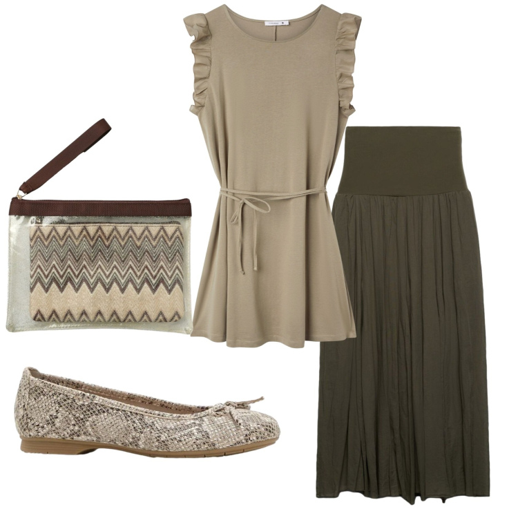 Outfit donna - Total look #2386038. Stile Basic per Tutti i giorni. Abbinamento con ballerine, vestiti, pochette, gonne lunghe.