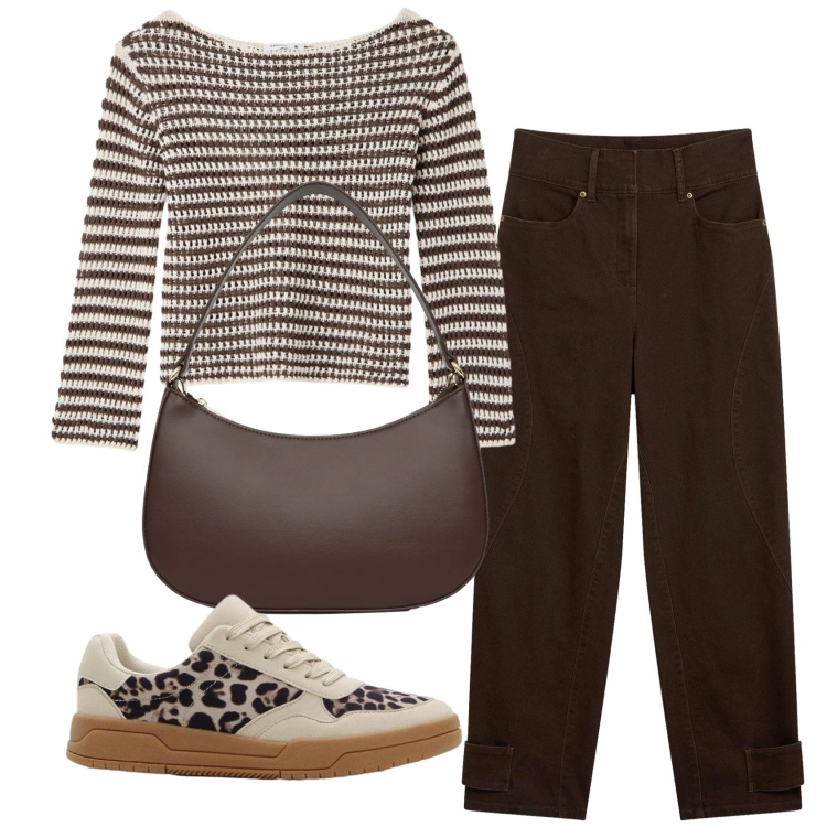 Outfit donna - Total look #2386045. Stile Casual per Tutti i giorni. Abbinamento con pantaloni, sneakers, maglieria, borse a tracolla.
