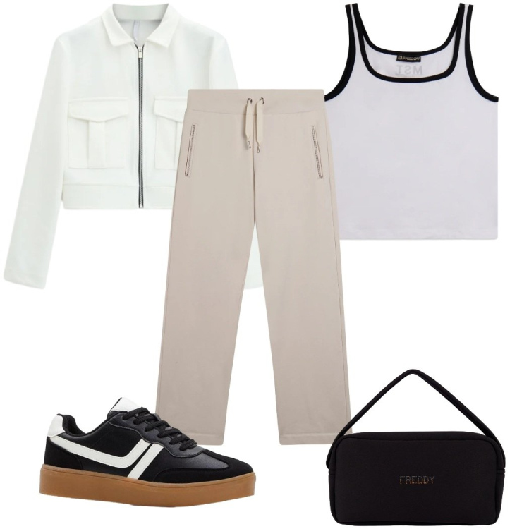 Outfit donna - Total look #2386093. Stile Basic per Sport. Abbinamento con sneakers, cappotti, pantaloni, canottiere, borse a mano.