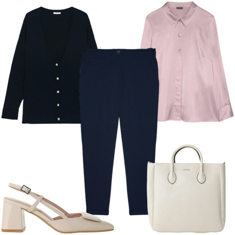 Outfit donna - Total look #2386100. Stile Trendy per Tutti i giorni. Abbinamento con borse a tracolla, décolleté, camicie, pantaloni, cardigans.