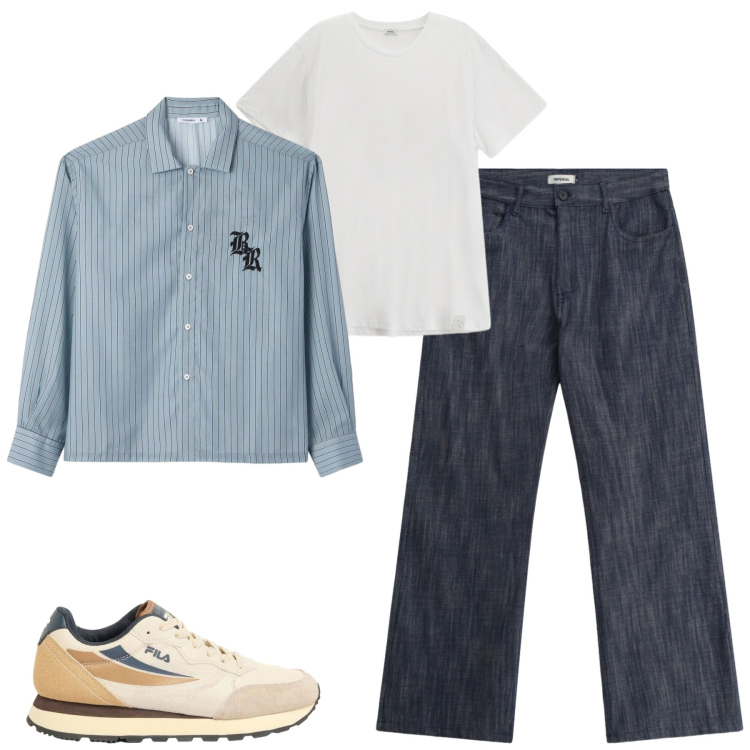 Outfit uomo - Aprile. Stile Urban per Tutti i giorni. Abbinamento con sneakers, camicie, t-shirt, jeans.