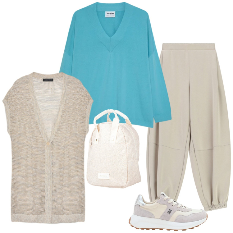 Outfit donna - Spring sunset. Stile Casual chic per Tutti i giorni. Abbinamento con zaini, pantaloni, sneakers, maglieria, pullovers.