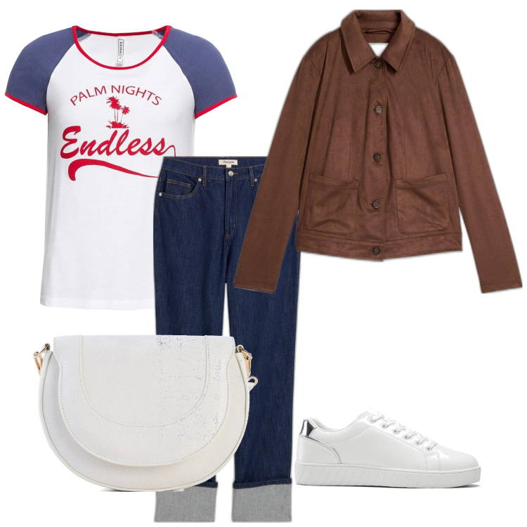 Outfit femme - Rock attitude. Style Rock pour Soirée dehors. Assortir avec t-shirts, sneakers, jean coupe droite, sacs en bandoulière, blazers.