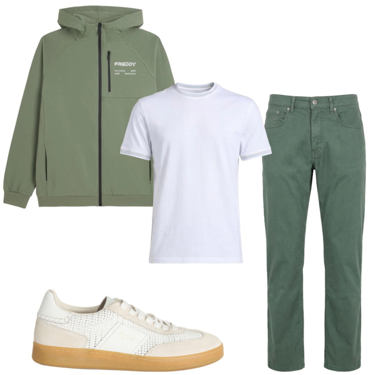 Outfit uomo - Total look #2386177. Stile Casual per Tutti i giorni. Abbinamento con t-shirt, sneakers, pantaloni, felpe con cappuccio.