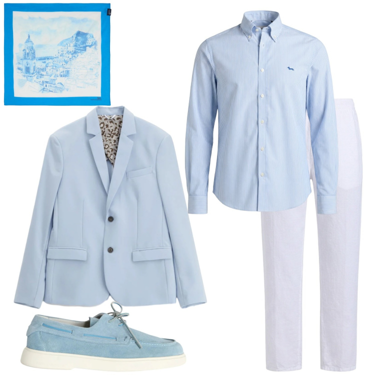 Outfit uomo - Total look #2386181. Stile Business/Elegante per Serata speciale. Abbinamento con giacche, camicie, pantaloni, sciarpe, scarpe stringate.